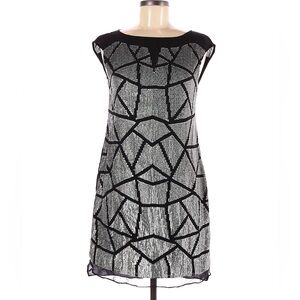 Ali Ro black and silver sequin Cocktail Shift Dress